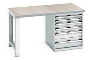 840mm High Benches Bott Bench 1500x900x840mm with Lino Top and 6 Drawer Cabinet